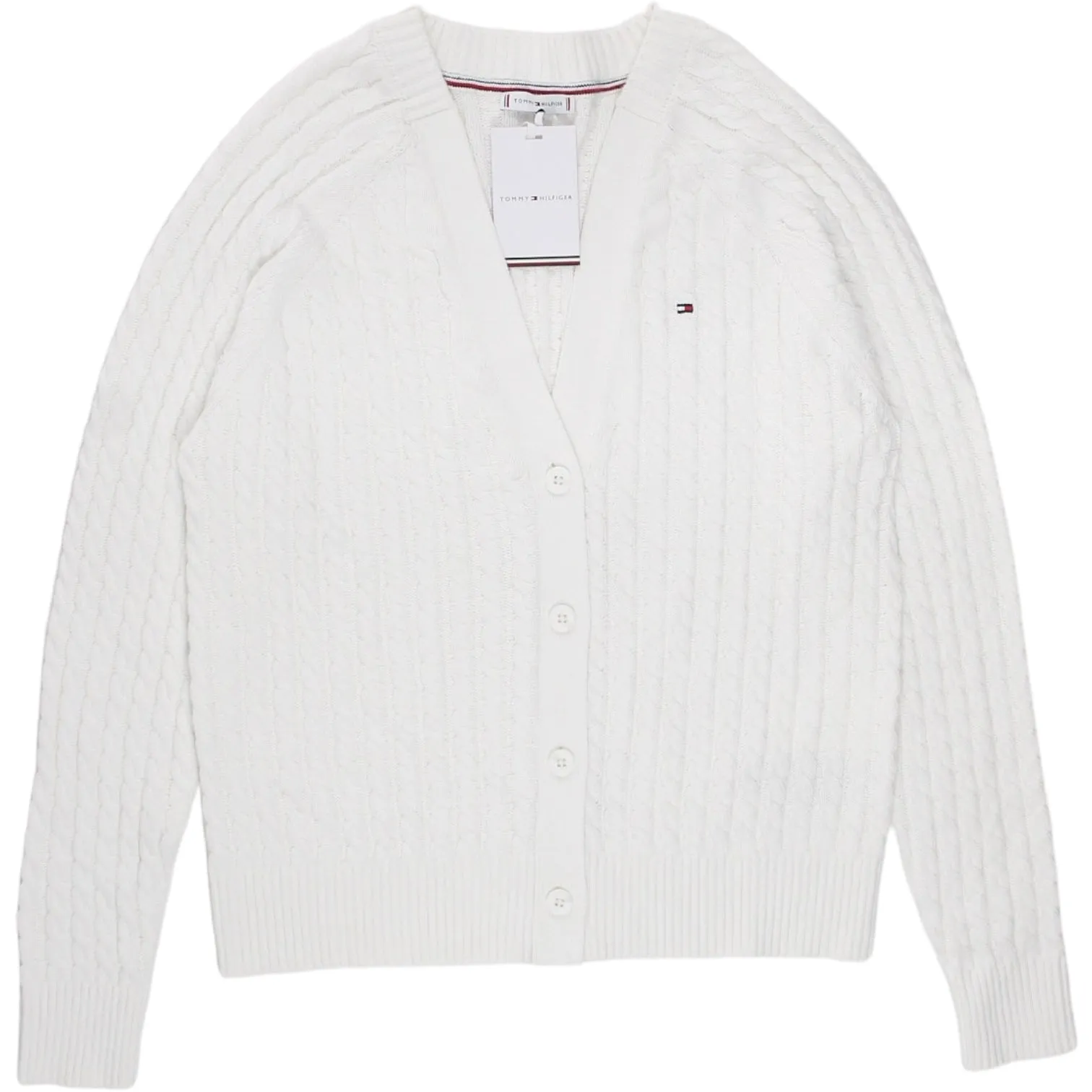 Tommy Hilfiger Ecru Cable V-NK Cardigan