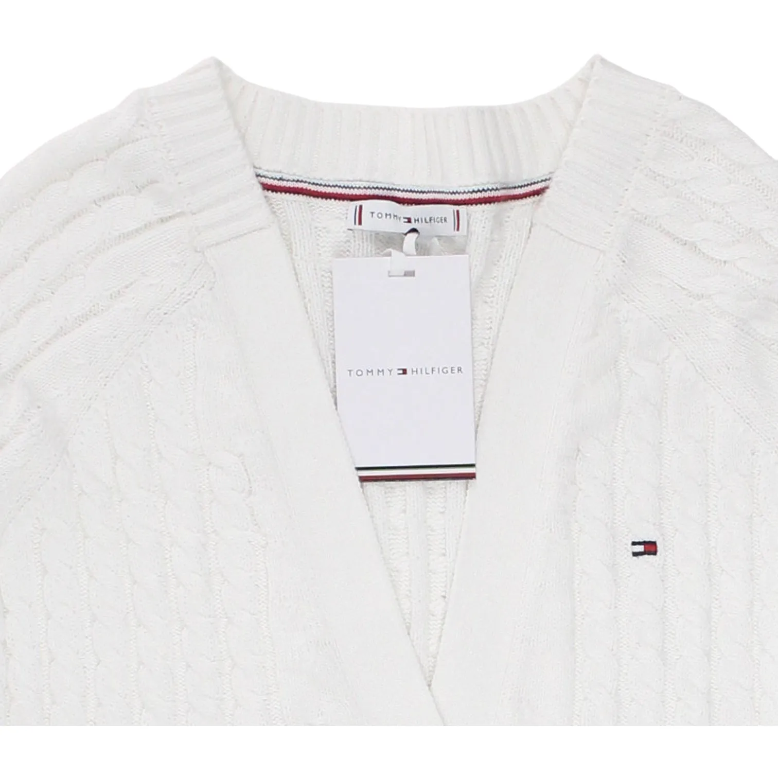 Tommy Hilfiger Ecru Cable V-NK Cardigan