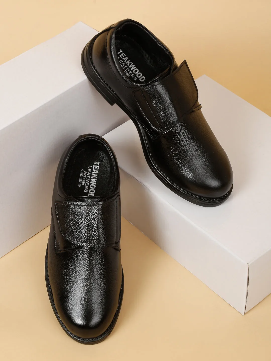 Unisex Kids Black Leather School Shoes - Clearance sale