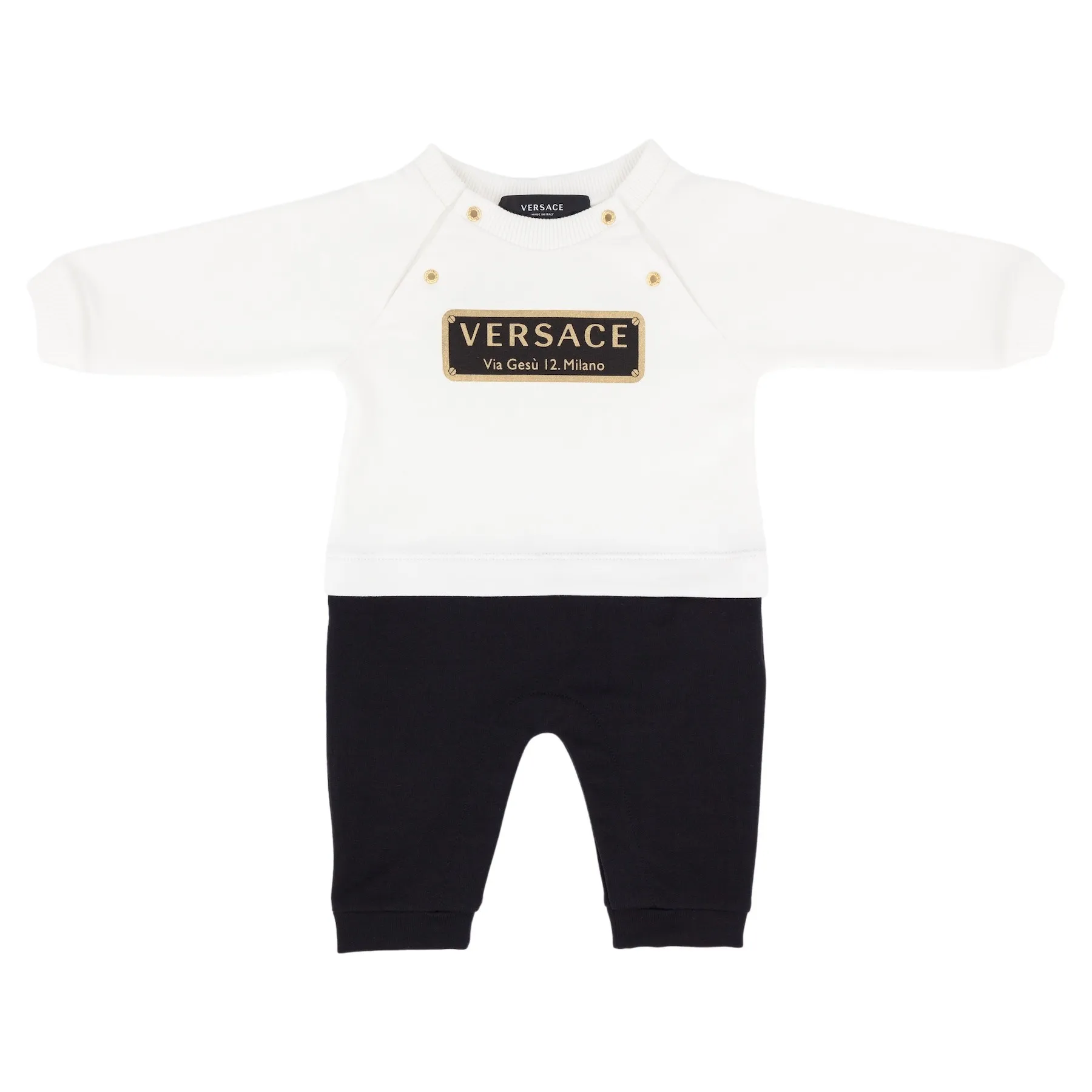 Versace cream baby suit with logo