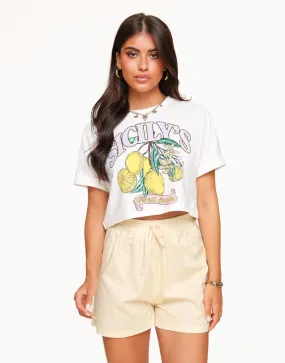 Witte Cropped Sicily's - T-shirt