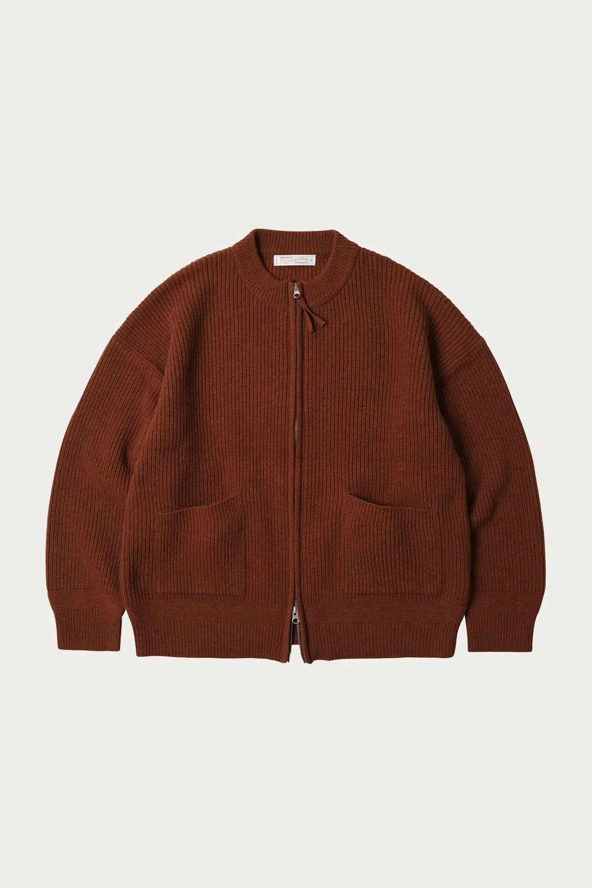 Wool Deck Zipup Cardigan - Brick