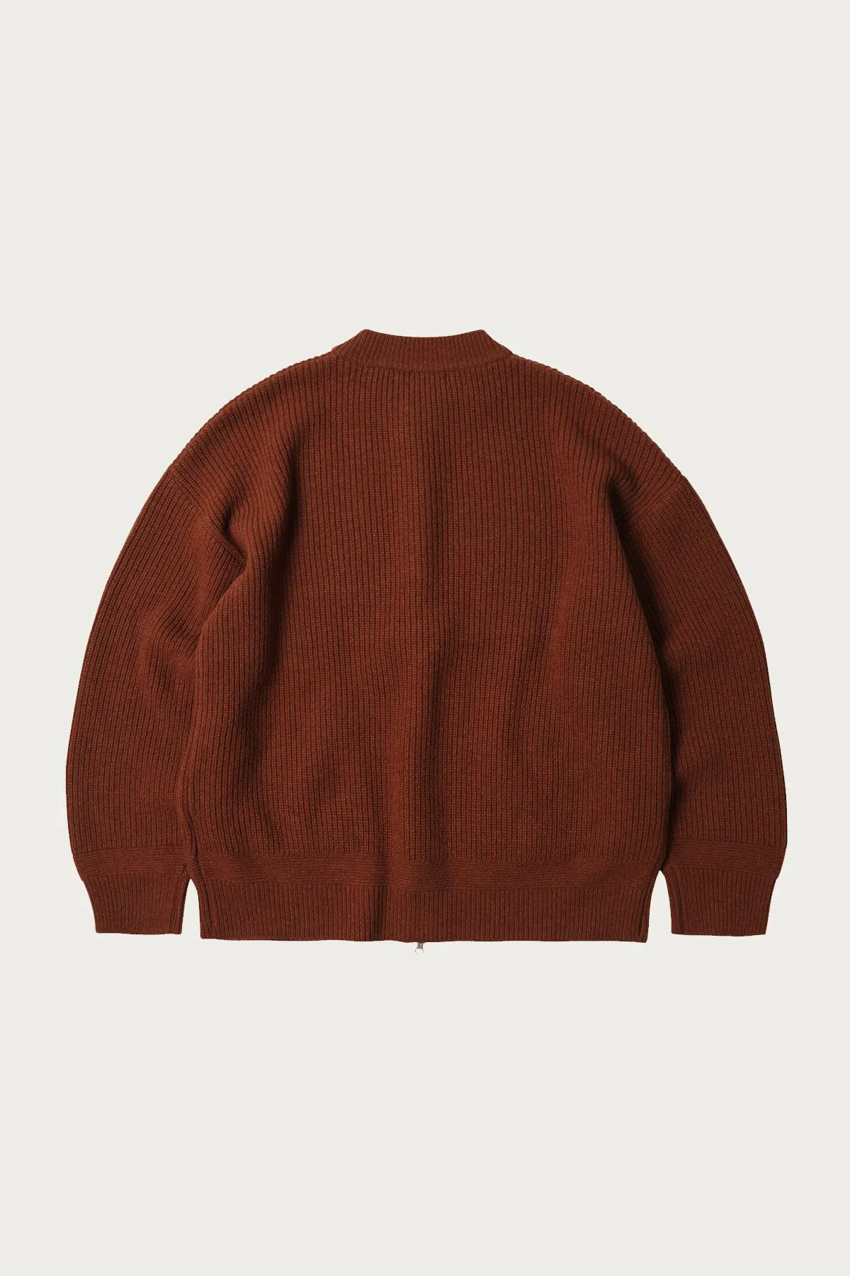 Wool Deck Zipup Cardigan - Brick