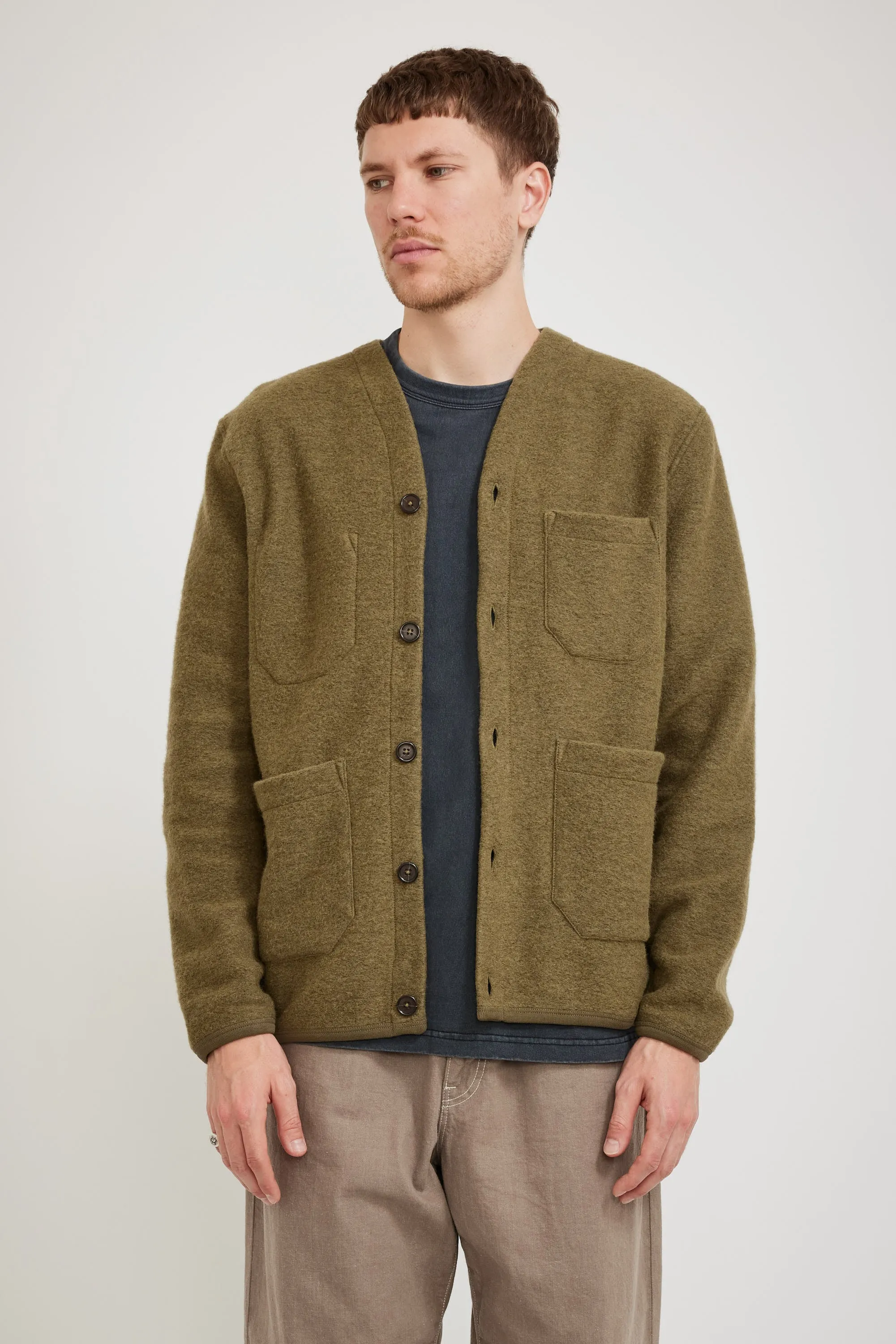 Wool Fleece Cardigan Lovat