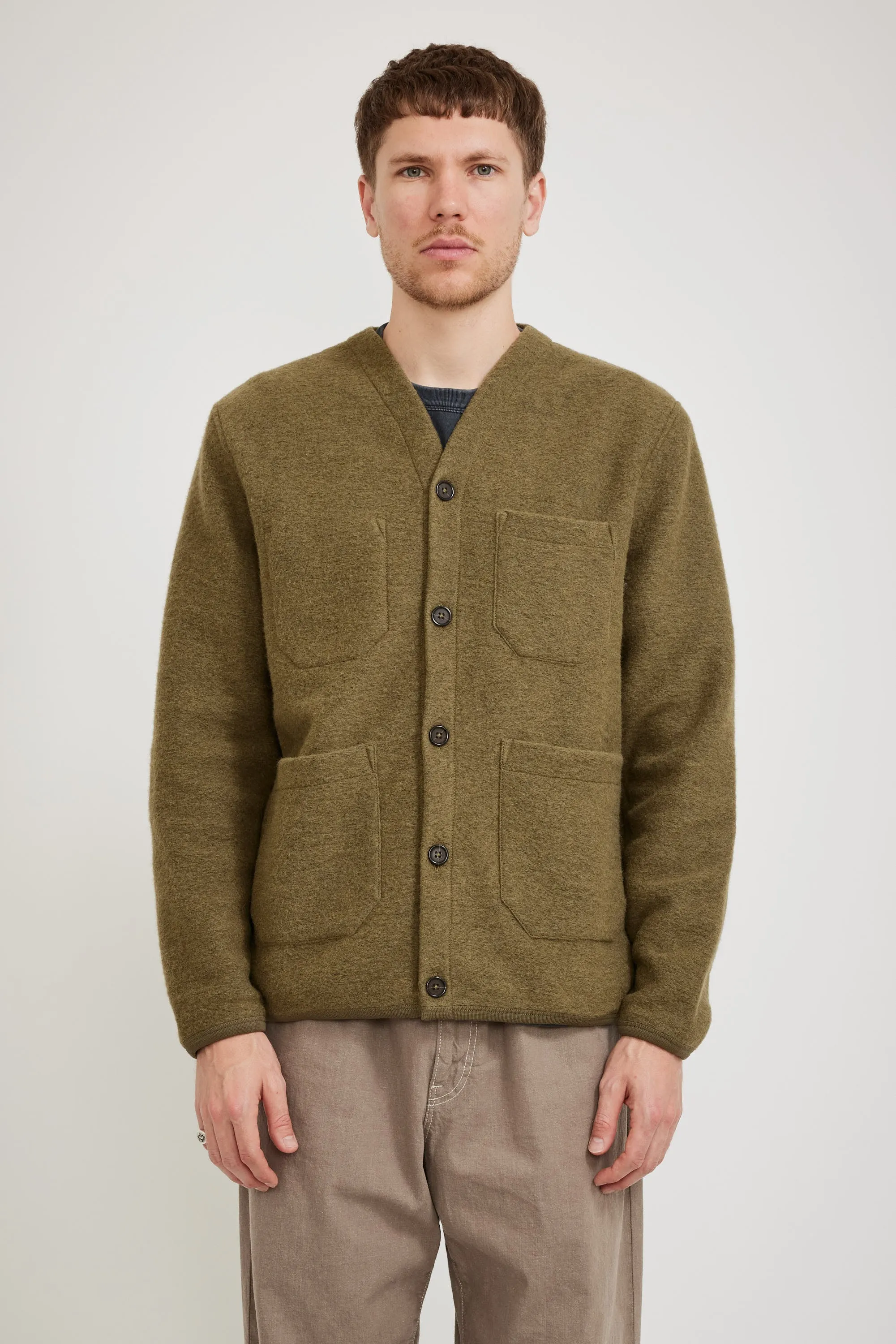 Wool Fleece Cardigan Lovat