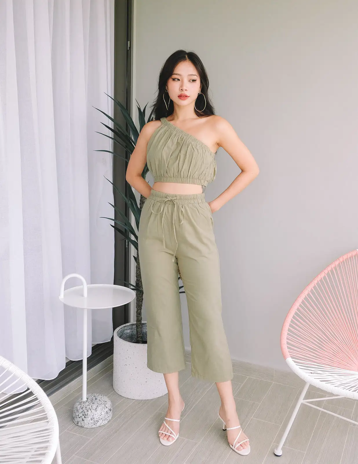 Zola Linen Pants in Olive